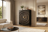 Barschrank GOLDEN SUNSET 140cm 3D Mangoholz schwarz