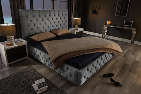 Bett PARIS CHESTERFIELD 180x200cm Leinen grau