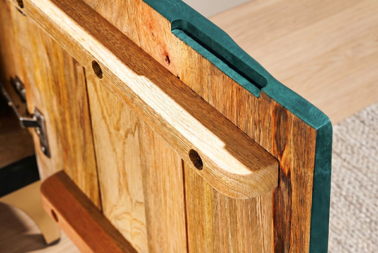 TV-Board GOLDEN SUNSET 180cm 3D Mangoholz türkis