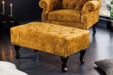 Fußhocker CHESTERFIELD Antik-Look Samt senfgelb