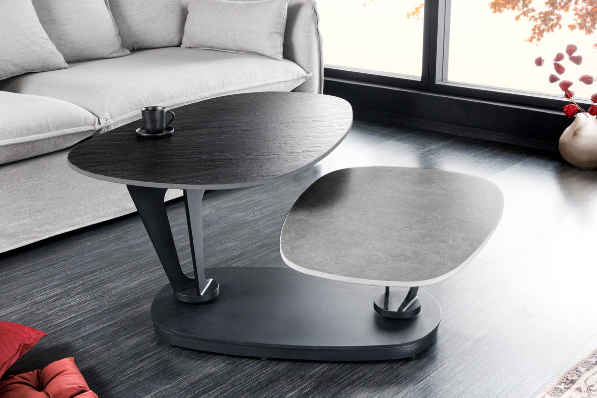 Coffee table MOVEMENT 95-160cm ceramic black and grey