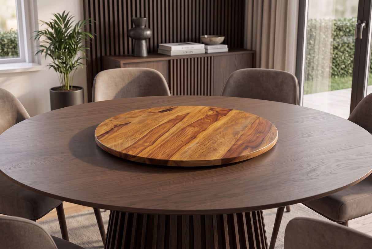 Turnplate MAKASSAR 50cm 360° sheesham wood brown stone finish