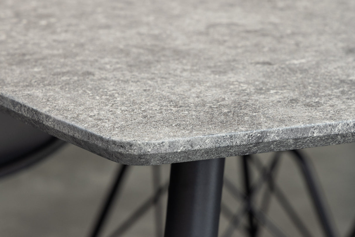 Dining table APARTMENT 140cm grey stone look w/ black metal frame
