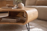 Coffee table ORGANIC LIVING 90cm w/ hairpin legs mango wood natural