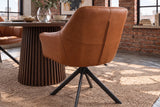 Swivel chair PAPILLON 180° rotatable w/ armrests leather cognac