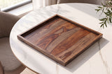Tray MAKASSAR 50cm w/ raised edge sheesham wood brown smoke finish