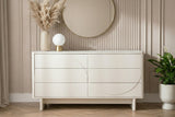 Sideboard SAVOY 150 cm 3D weiß mit weißer Marmorkeramikplatte