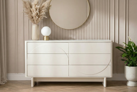 Sideboard SAVOY 150cm 3D white w/ white marble ceramic top