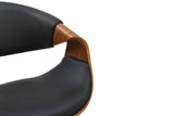 Stuhl ORGANIC mit Armlehnen Kunstleder schwarz und Walnussholz-Optik Gestell Retro-Stil