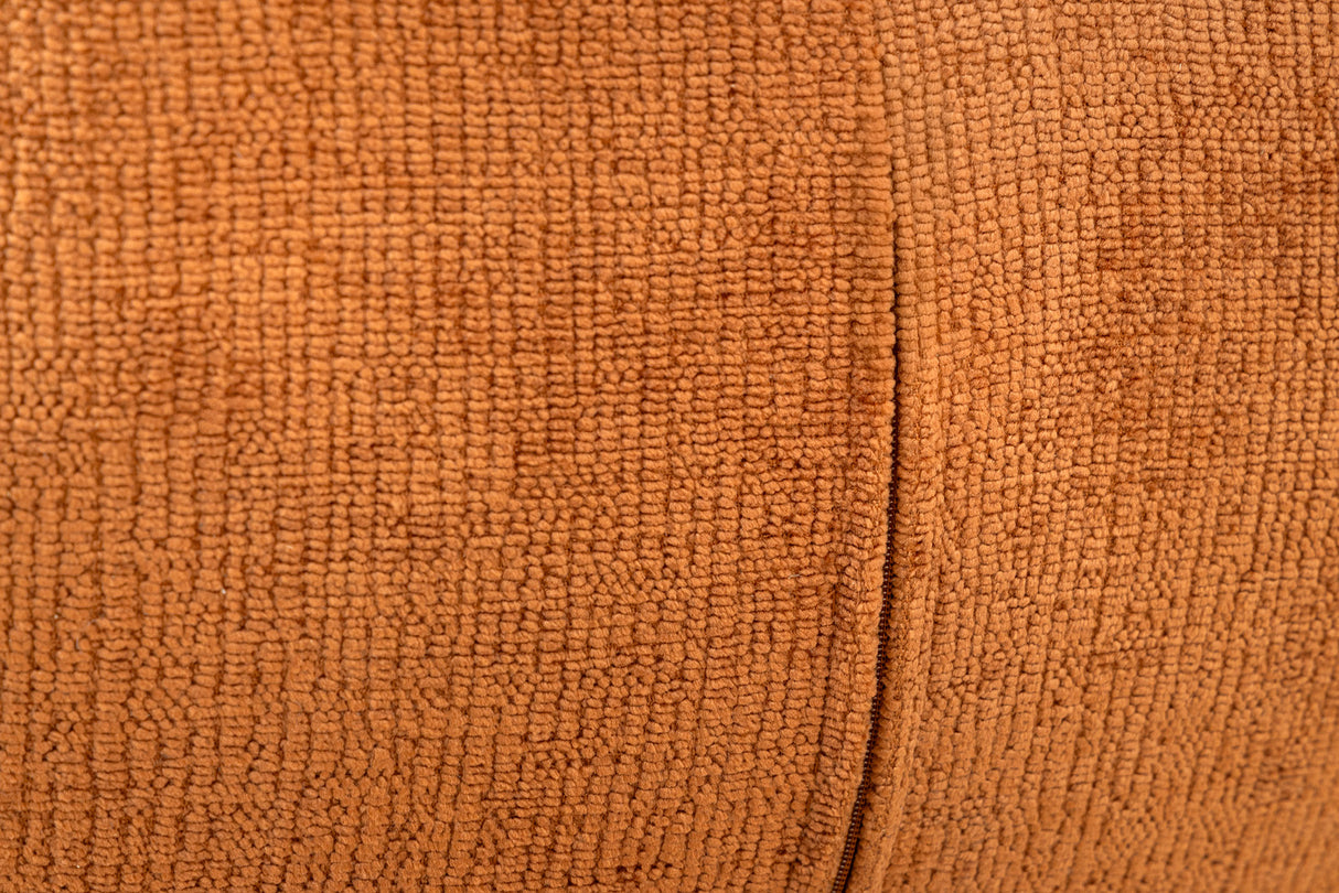 Swivel chair UNIQUE 180° w/ armrests chenille fabric rust brown and black legs
