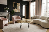 Couchtisch GINKGO LEAVES 95cm gold mit schwarzen Beinen