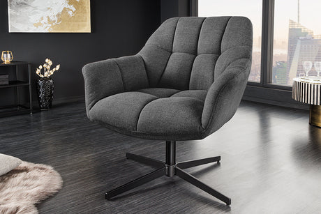 Armchair PAPILLON 83-90cm rotatable 360° flat woven fabric anthracite