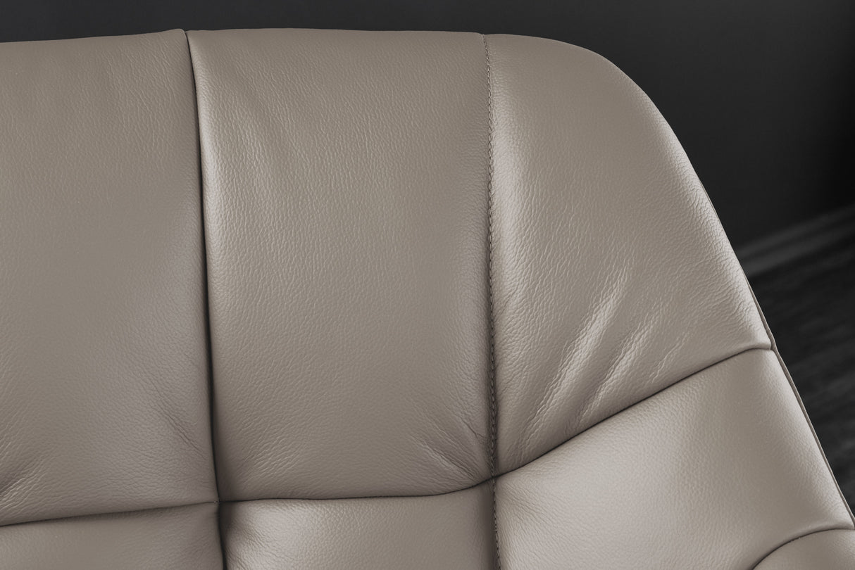 Swivel chair PAPILLON rotatable 180° w/ armrests leather taupe