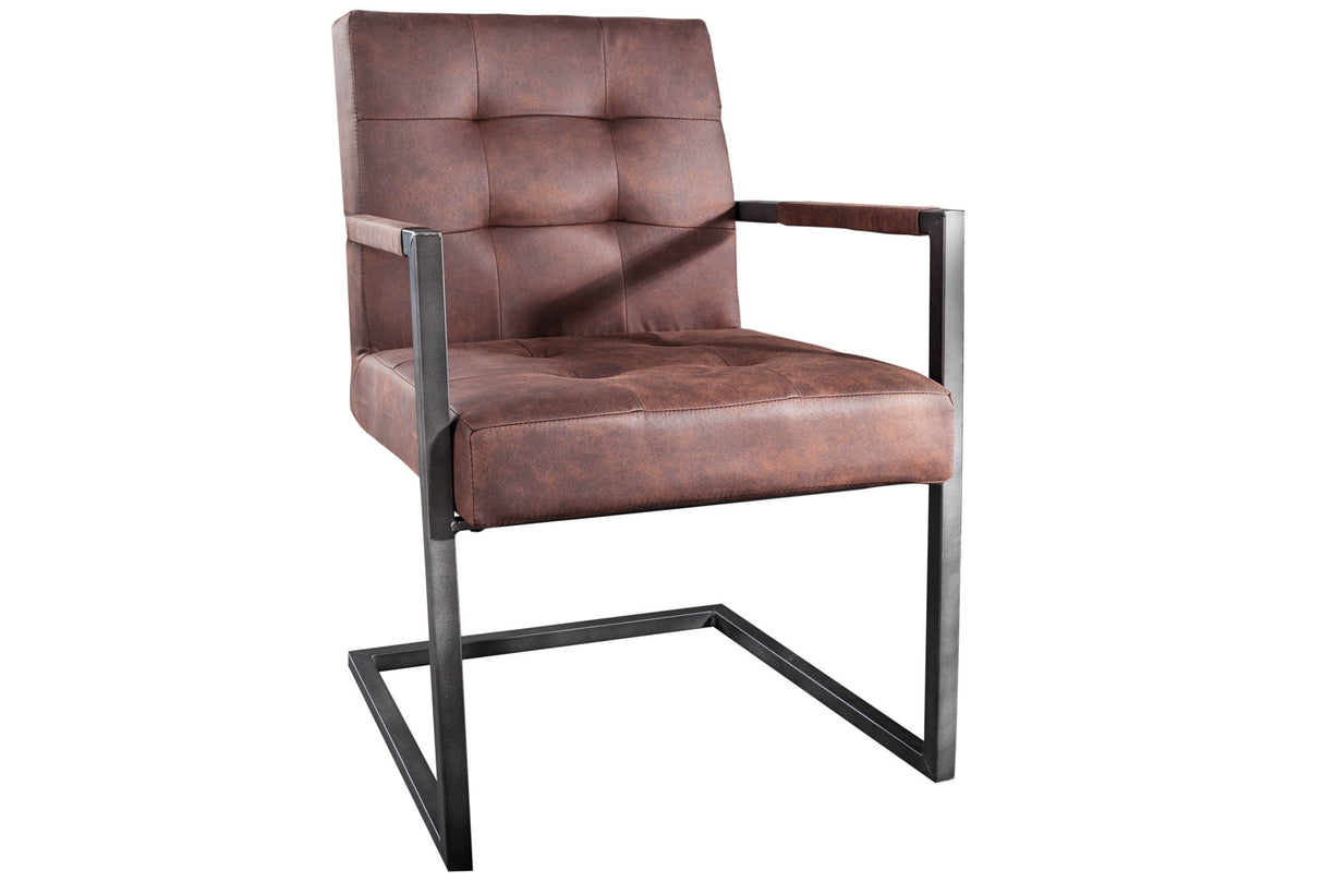 Cantilever chair RIDER with armrests microfibre vintage brown