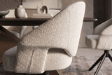 Drehstuhl BELLAGIO 180° Auto-Return-Funktion mit Armlehnen Rückenlehnenaussparungen Chenille beige Metallgestell schwarz