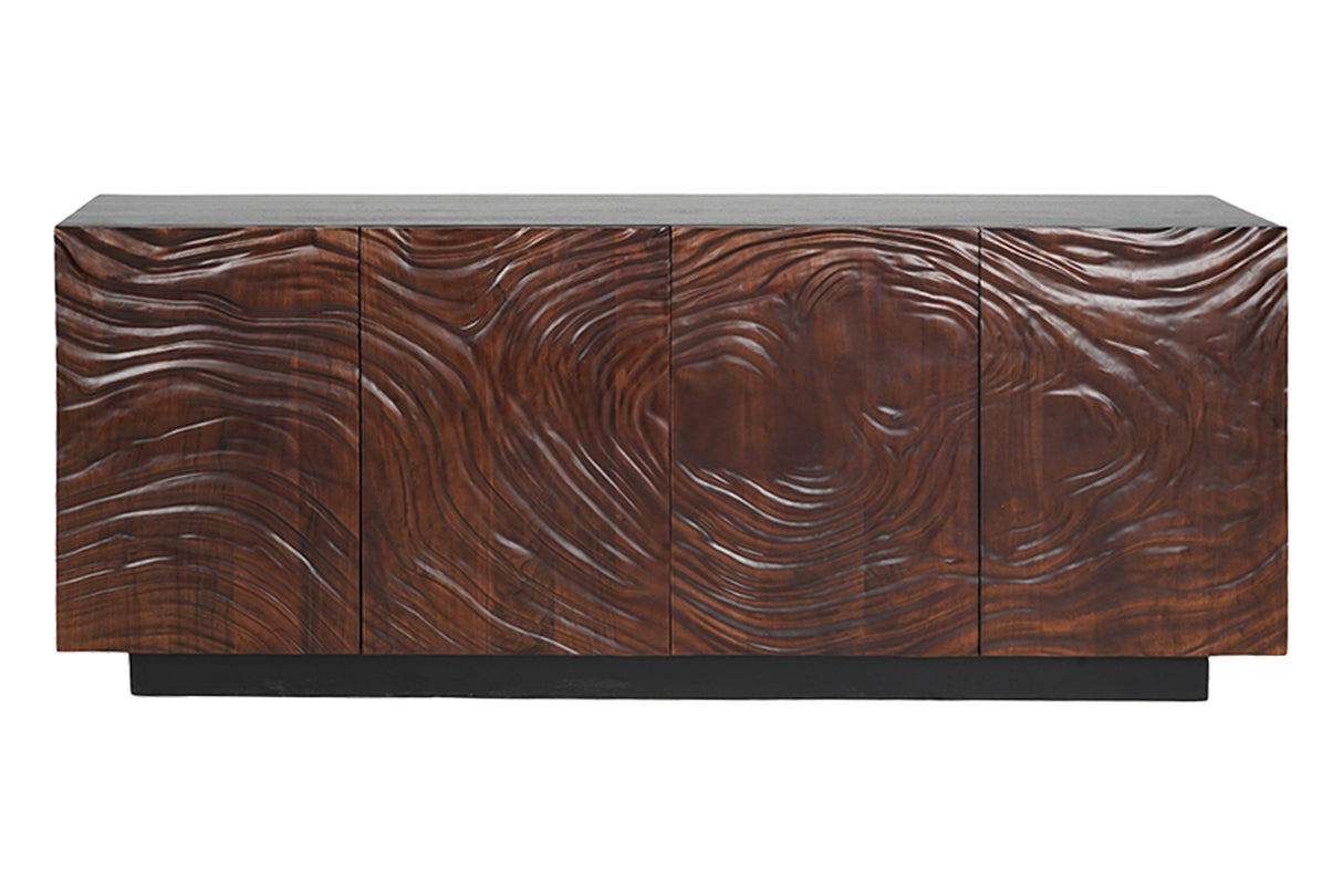 Sideboard FLUID 175cm 3D Akazienholz schwarz und dunkel walnussbraun