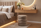 Stool VOGUE 40cm round upholstered w/ storage space velvet champagne greige