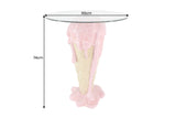 Bistro bar table ICE CREAM 75cm w/ tempered glass pink beige