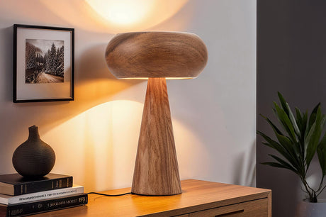Table Lamp ALVA 40cm iron and acacia wood natural