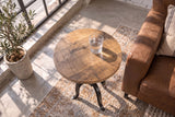 Beistelltisch ENGINEER 50cm höhenverstellbar Mangoholz natur mit schwarzem Gestell - Industrial Design