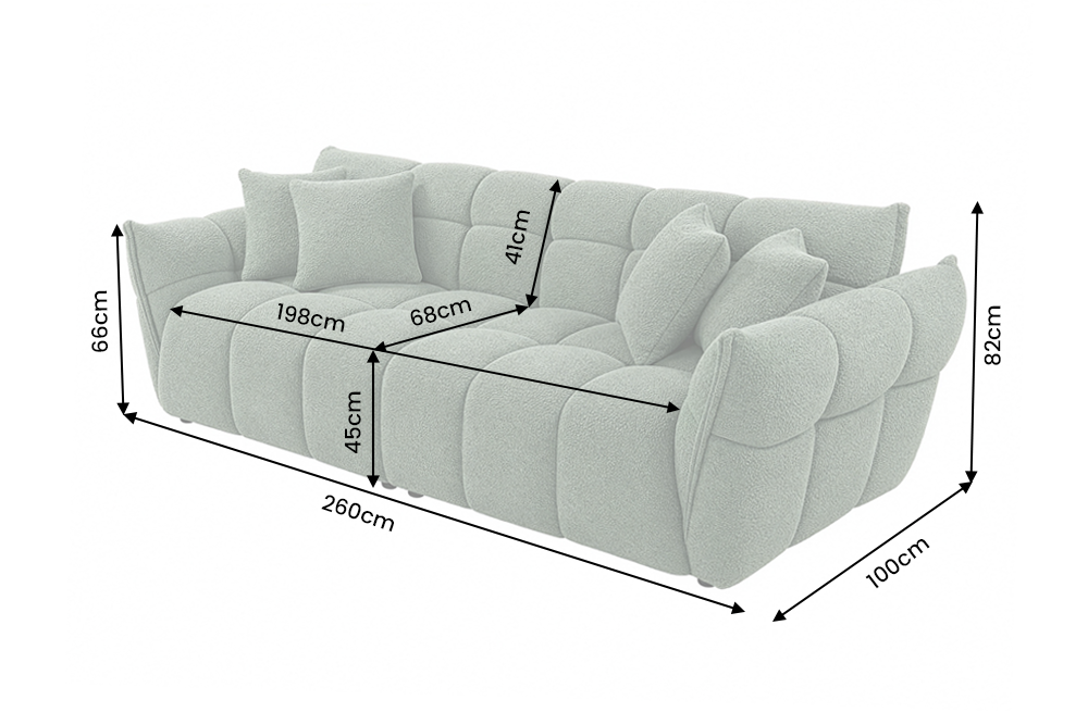 Sofa CLOUD 260cm 3-seater XXL bouclé sage