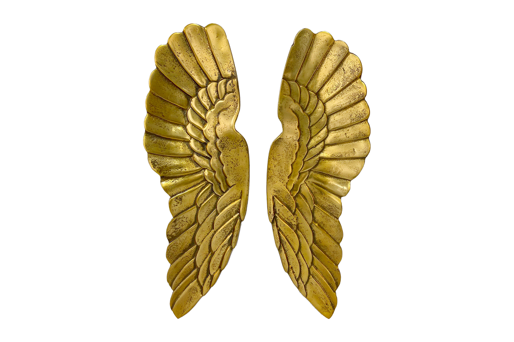 Wall decoration FALLEN ANGEL 65cm angel wings antique gold