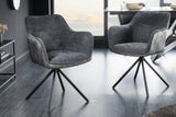 Swivel chair VERONA textured cloth and velvet dark grey