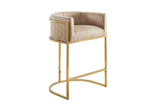Barhocker ELEGANCE Samt beige mit goldenem Edelstahlgestell