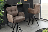 Barhocker BIG GEORGE mit Armlehnen Flachgewebe Samt taupe drehbar