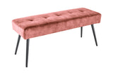 Bench BOUTIQUE 100cm button tufted look velvet dusky pink w/ black metal legs