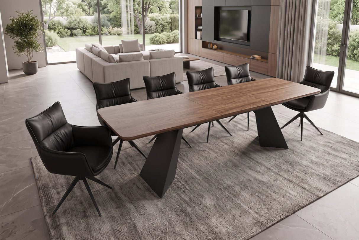 Esstisch PRESTIGE 180-240cm ausziehbar Nussbaumholz furniert natur