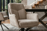 Drehsessel PROMETHEUS drehbar 180° m. Armlehnen Samt Velours beige