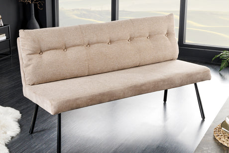 Bench BIG GEORGE 160cm flat woven fabric spring core velvet champagne beige