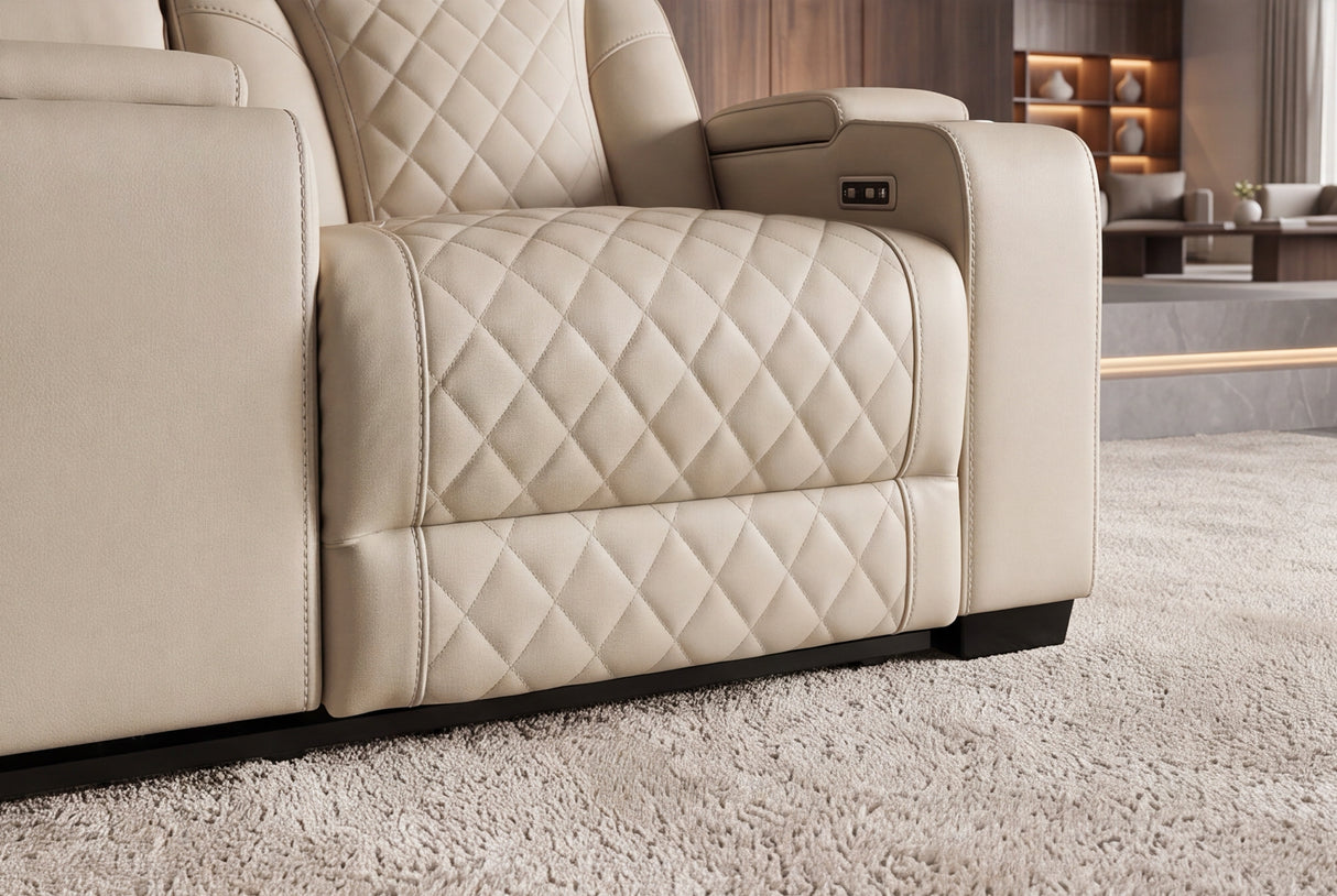 Kinosessel HOLLYWOOD 2-Sitzer elektrisch verstellbar Kunstleder beige
