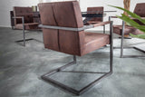 Cantilever chair RIDER with armrests microfibre vintage brown