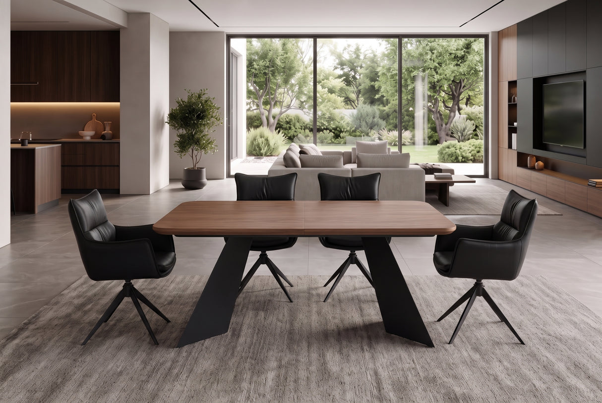 Esstisch PRESTIGE 180-240cm ausziehbar Nussbaumholz furniert natur