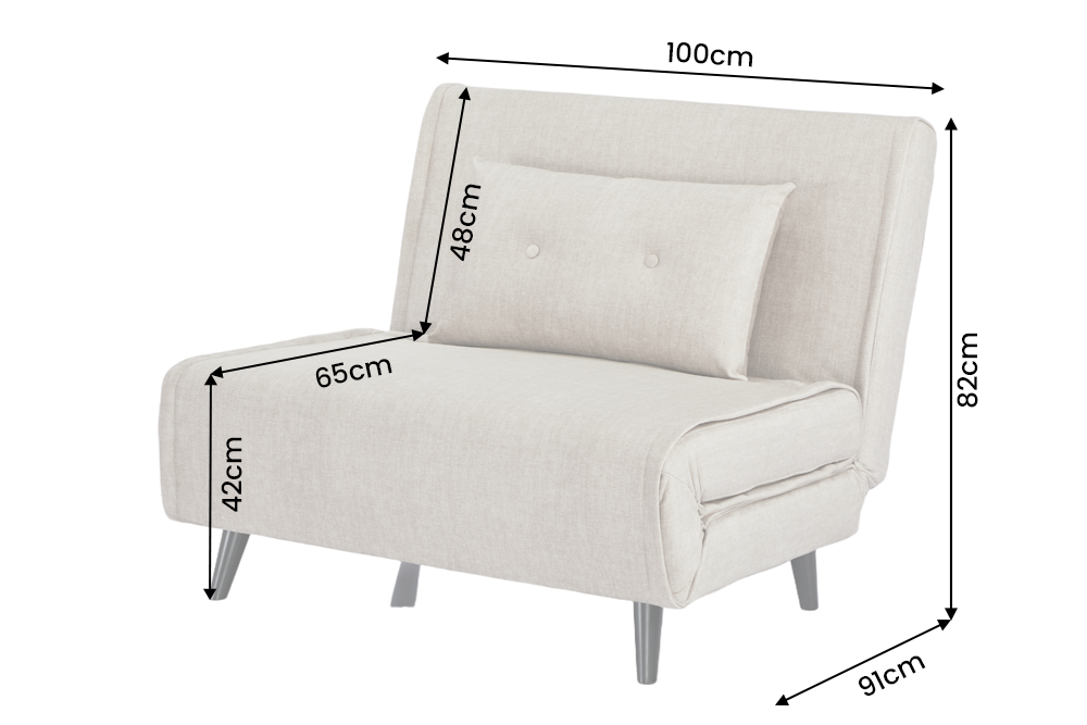 Sleeping chair SMART MULTIFUNCTION 100cm velvet champagne