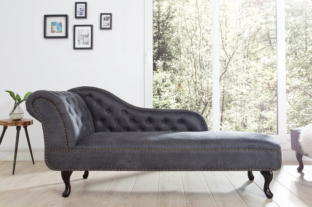 Recamiere CHESTERFIELD antique look microfibre grey