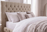 Bed PARIS CHESTERFIELD 180x200cm linen fabric beige