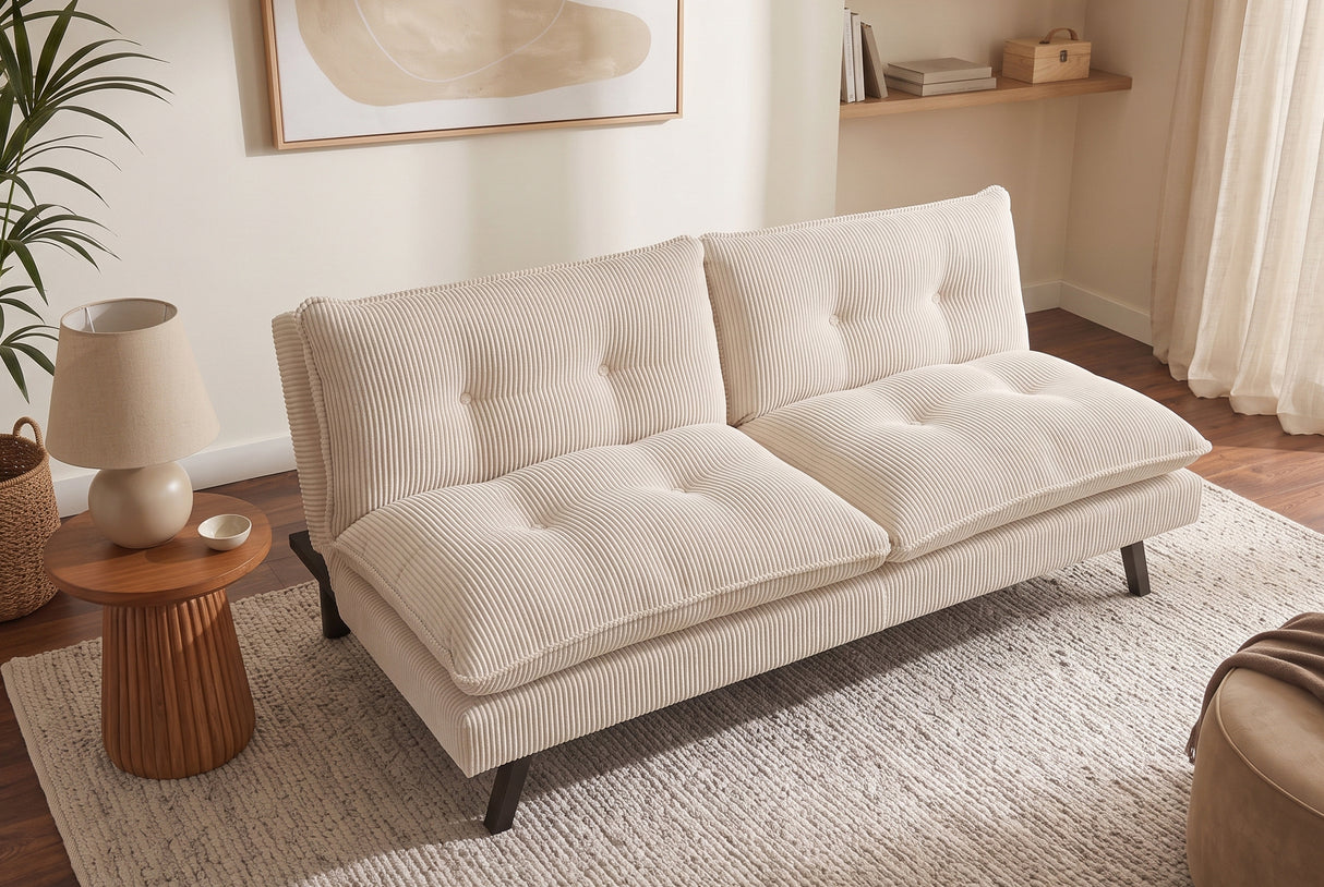 Sofa bed COCOONING 190cm 3-seater cord beige