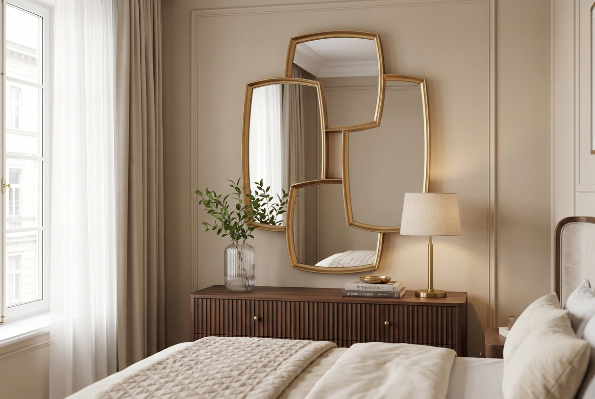Wall mirror QUADRA 90cm gold