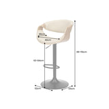 Barhocker ORGANIC 89-100cm drehbar mit Armlehnen Kunstleder cremebeige und Eichenholzoptik