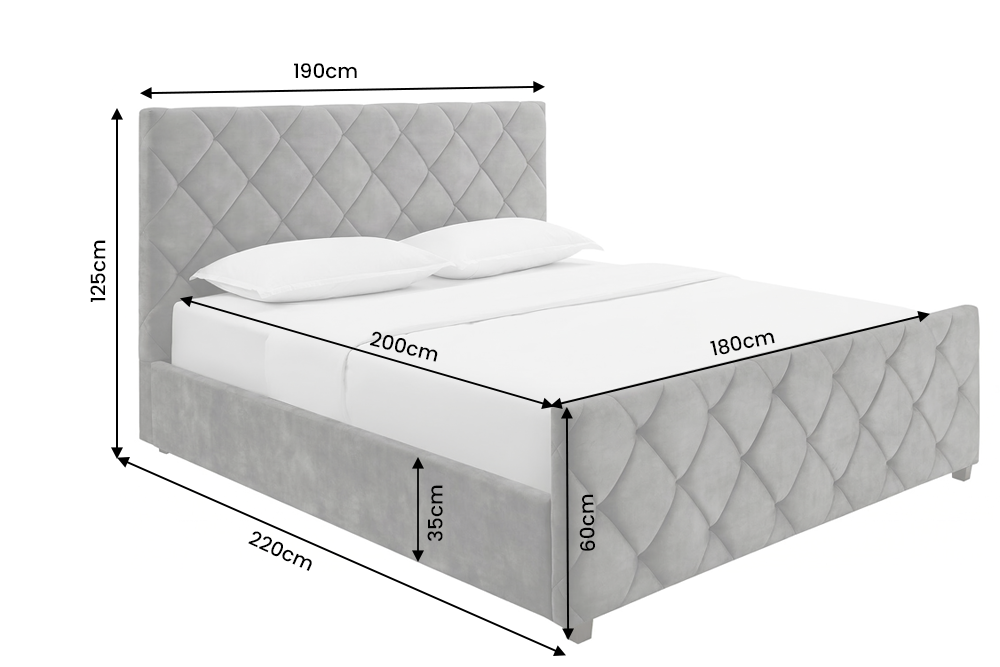 Bett ELYSIUM 180x200cm mit Stauraum Samt dunkelgrau