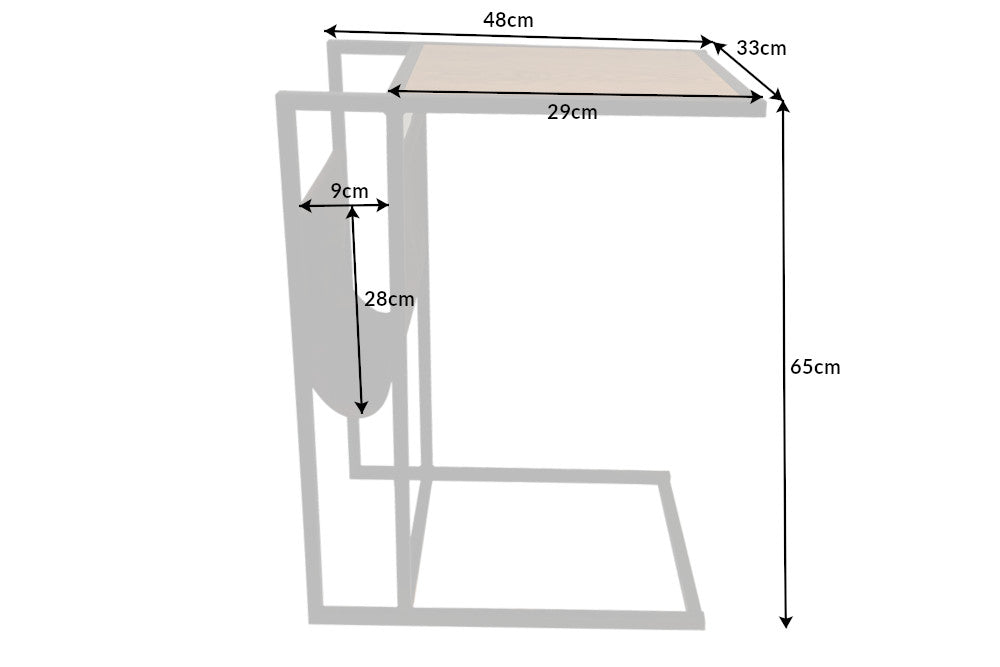 Laptop table LOFT 47cm with bag oak