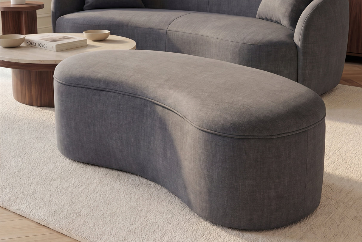 Bench chest ELEMENTAL 120cm upholstered w/ storage space velvet graphite grey