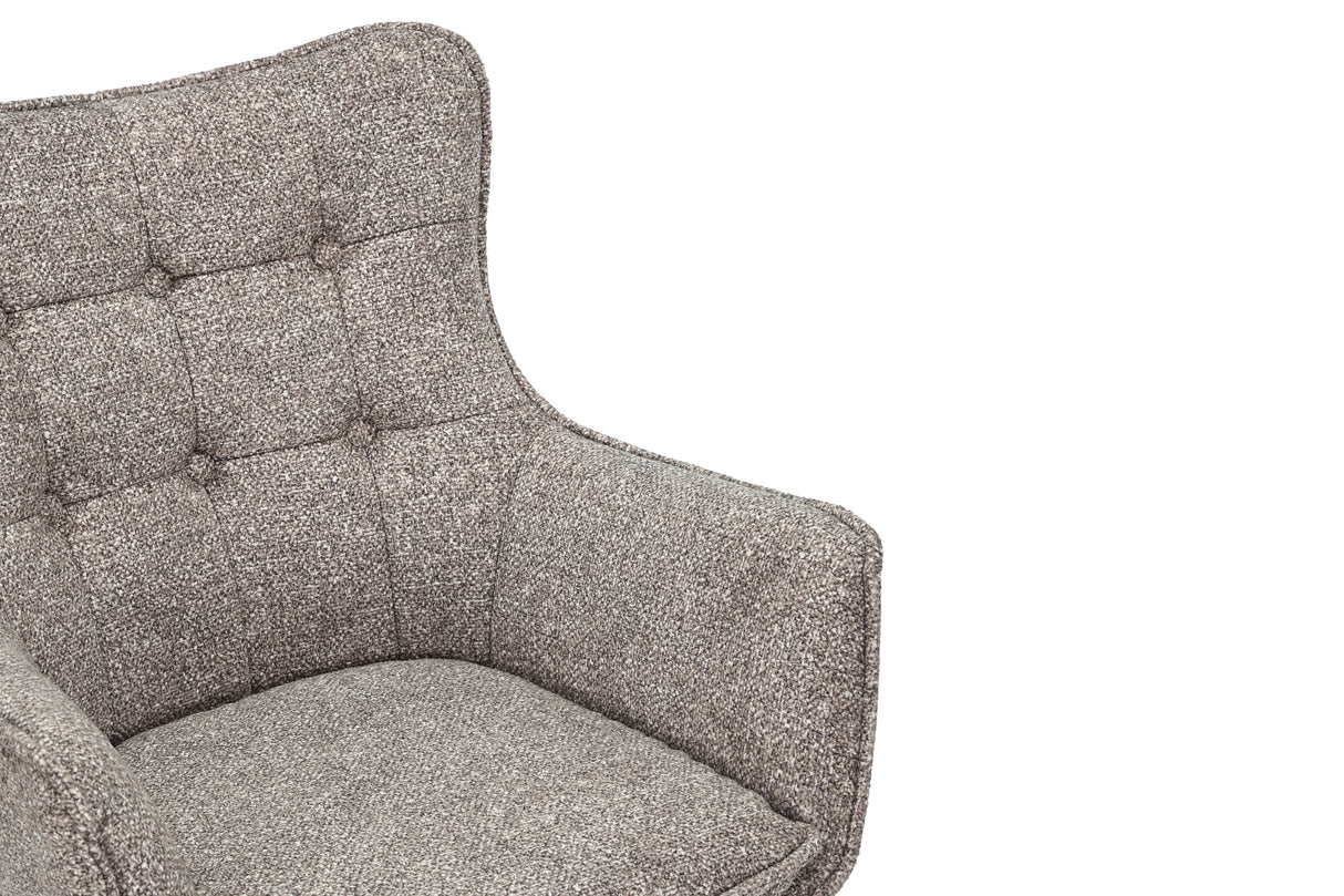 Drehstuhl THOR 360° mit Armlehnen Strukturstoff helltaupe mit Gestell Eiche dunkel natur
