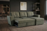 Sofa bed APARTMENT 245cm 3-seater w/ ottoman and storage space textured fabric green
