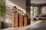 Decoration pillar MAKASSAR 60-80cm set of 3 mango wood natural