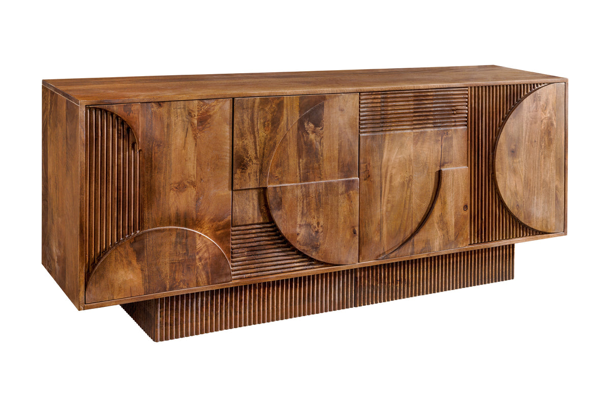 Komoda ART DECO 170cm 3D mangové dřevo hnědý