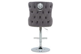 Bar stool CASTLE height adjustable w/ lion´s head handle velvet grey in baroque style